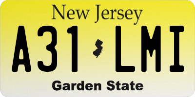 NJ license plate A31LMI