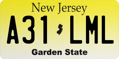 NJ license plate A31LML