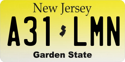 NJ license plate A31LMN