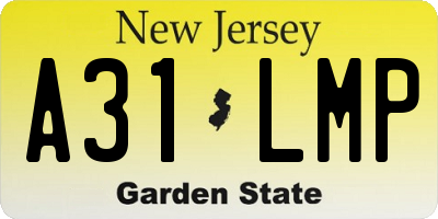 NJ license plate A31LMP
