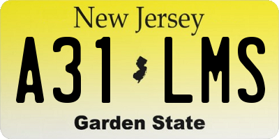 NJ license plate A31LMS