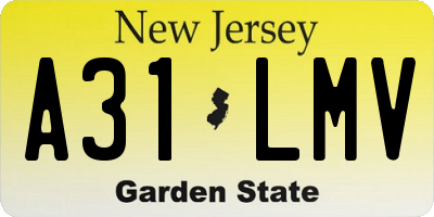 NJ license plate A31LMV