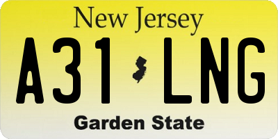 NJ license plate A31LNG