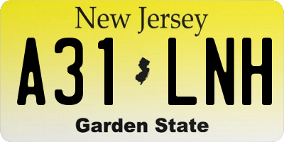 NJ license plate A31LNH