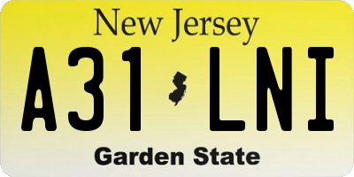 NJ license plate A31LNI