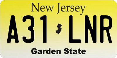 NJ license plate A31LNR