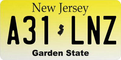 NJ license plate A31LNZ