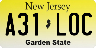 NJ license plate A31LOC