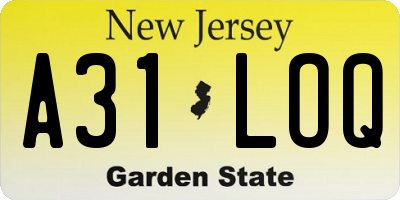 NJ license plate A31LOQ