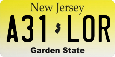 NJ license plate A31LOR