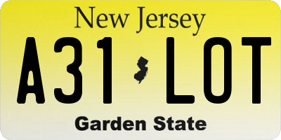 NJ license plate A31LOT