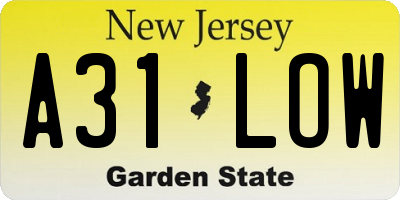 NJ license plate A31LOW