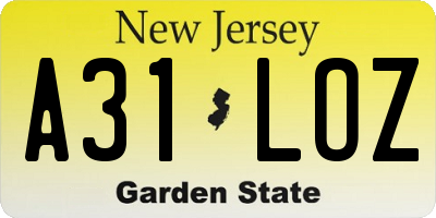 NJ license plate A31LOZ