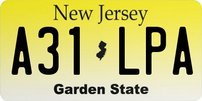 NJ license plate A31LPA