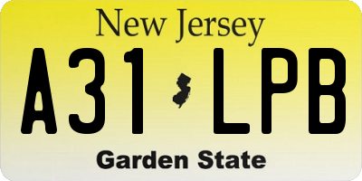 NJ license plate A31LPB