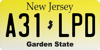 NJ license plate A31LPD