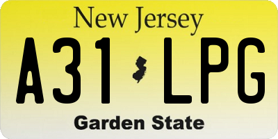 NJ license plate A31LPG