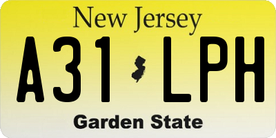 NJ license plate A31LPH