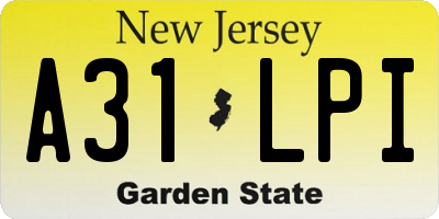 NJ license plate A31LPI