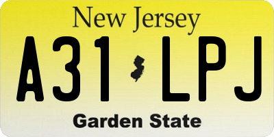 NJ license plate A31LPJ