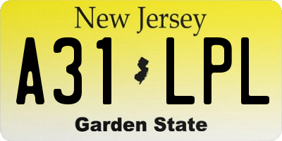 NJ license plate A31LPL