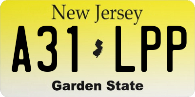 NJ license plate A31LPP