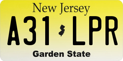 NJ license plate A31LPR