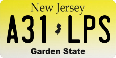 NJ license plate A31LPS