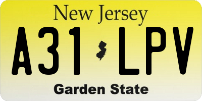NJ license plate A31LPV