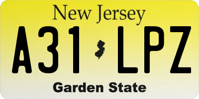 NJ license plate A31LPZ