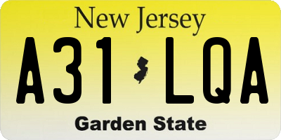 NJ license plate A31LQA