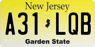 NJ license plate A31LQB