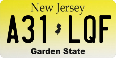 NJ license plate A31LQF