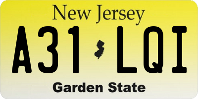 NJ license plate A31LQI