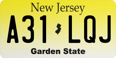 NJ license plate A31LQJ