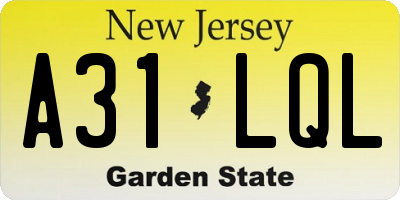 NJ license plate A31LQL