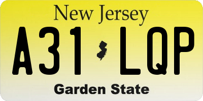 NJ license plate A31LQP