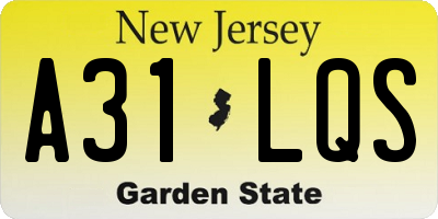 NJ license plate A31LQS