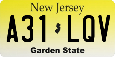 NJ license plate A31LQV