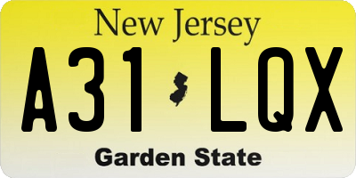 NJ license plate A31LQX