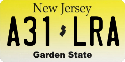 NJ license plate A31LRA