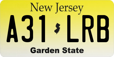 NJ license plate A31LRB
