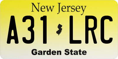NJ license plate A31LRC