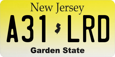 NJ license plate A31LRD