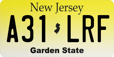 NJ license plate A31LRF