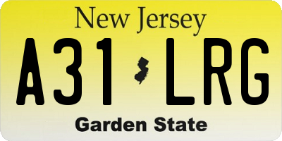 NJ license plate A31LRG