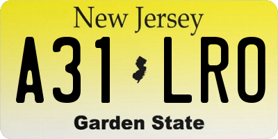 NJ license plate A31LRO