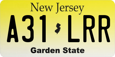NJ license plate A31LRR