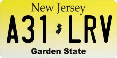 NJ license plate A31LRV