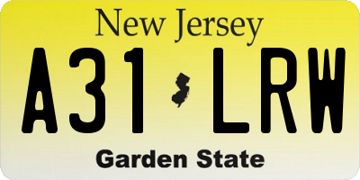 NJ license plate A31LRW